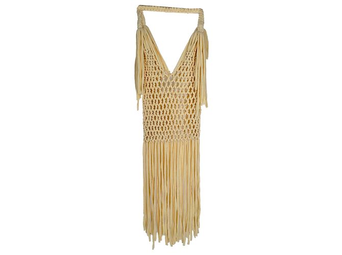 Off White Bolsa de ombro hobo Off-White em macramé de algodão creme Branco Cru