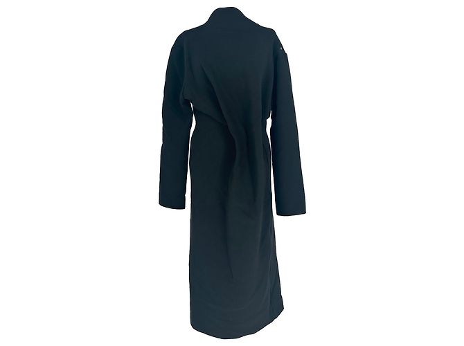 Max Mara Sportmax Longsleeve Drape Midi Dress in Black Polyester