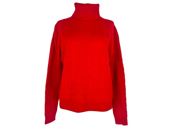 Polo Ralph Lauren Rollkragenpullover aus roter Wolle