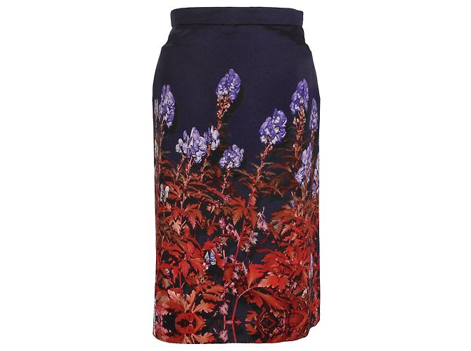Dries van Noten Midirock mit Blumenprint aus schwarzer Viskose