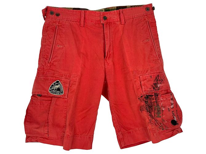 Bermudas Cargo Estampadas Polo by Ralph Lauren en Algodón Rojo Roja