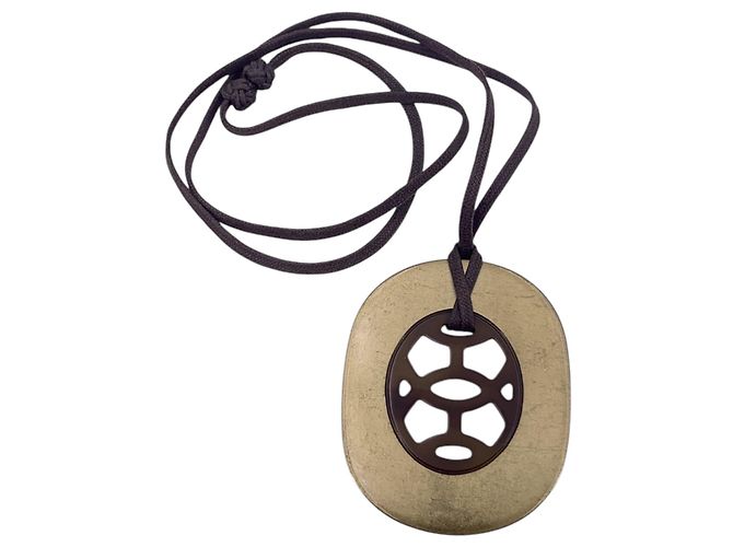 Hermès Collana Cord Lift in corno di bufalo e lacca marrone e oro Hermes