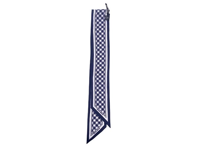 Miu Miu Foulard Twilly Bandeau in seta con stampa geometrica blu e bianca