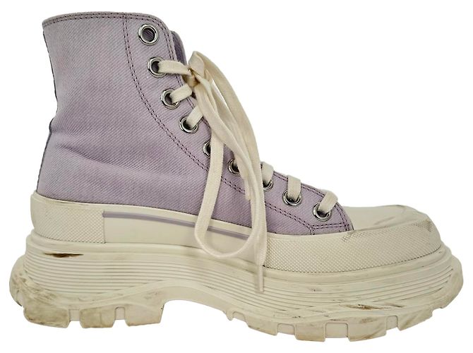 Alexander Mcqueen Tread Slick High-Top Sneaker aus lila Baumwolle