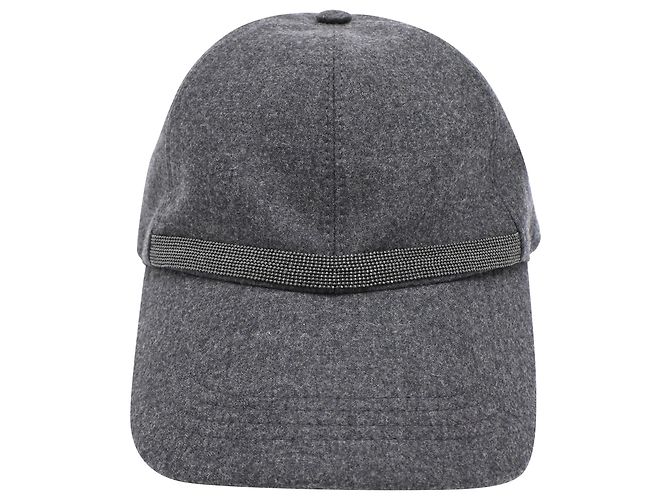 Brunello Cucinelli Flannel Baseball Cap in Grey Wool