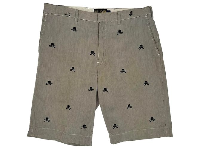 Bermudas Ralph Lauren con bordado de calavera en algodón gris