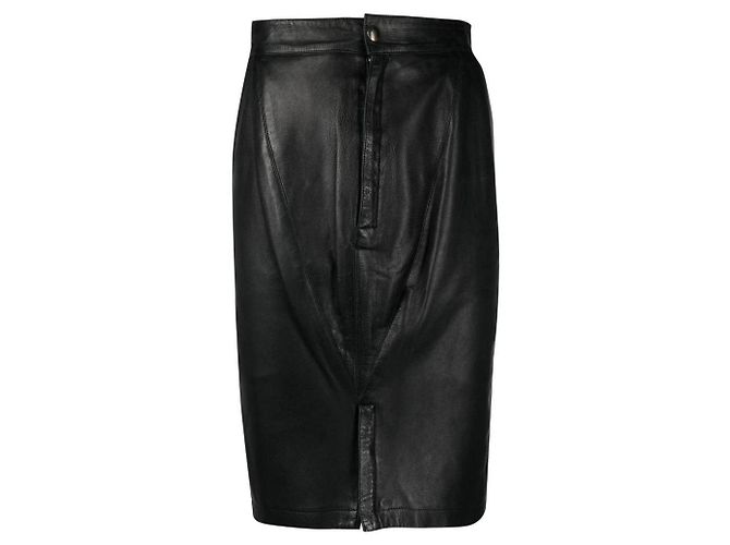 Saia de couro preta com pregas Alaïa Preto