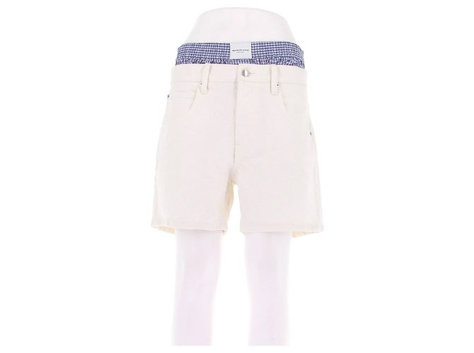Alexander Wang Shorts em denim creme com calção integrado Bege