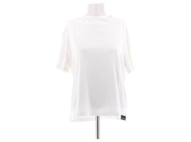 Courreges Camiseta crema con capucha Blanco