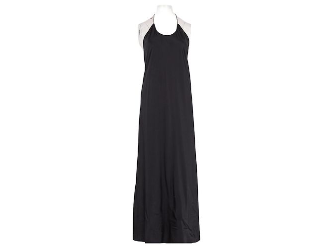 Autre Marque Schwarzes Seidenkleid Naked Shoulders