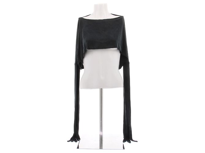 Mm6 Crop top preto com luvas integradas