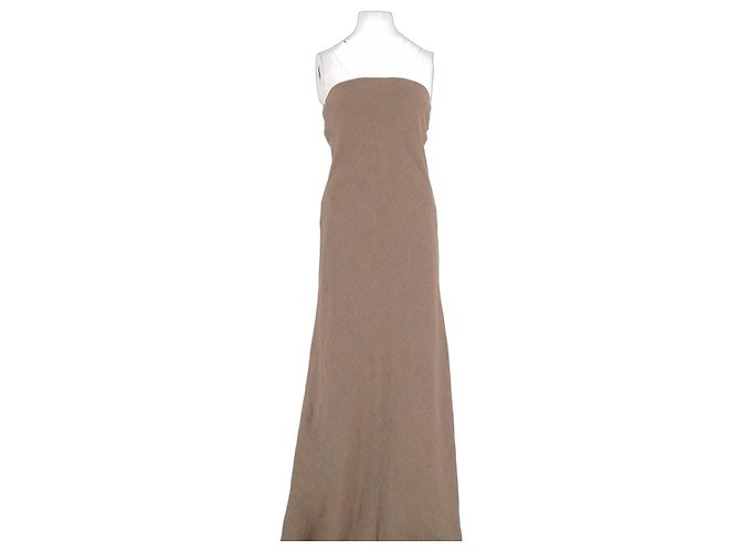 Autre Marque Beiges Naked Shoulders Leinenkleid