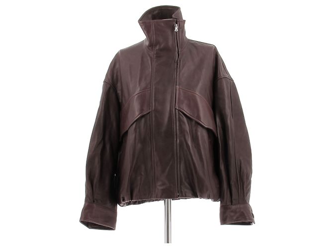 Autre Marque NOUR HAMMOUR Lederjacke Bordeaux Größe S