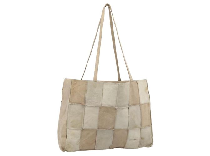 CHANEL Tote Bag Suede Beige CC