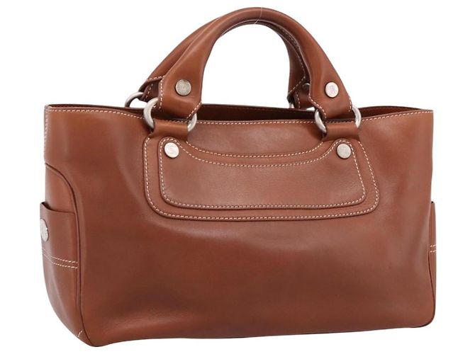 Céline CELINE Boogie Bag Hand Bag Leather Brown Silver