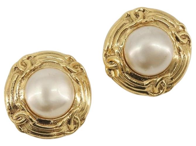 CHANEL Ohrringe Metall Gold CC