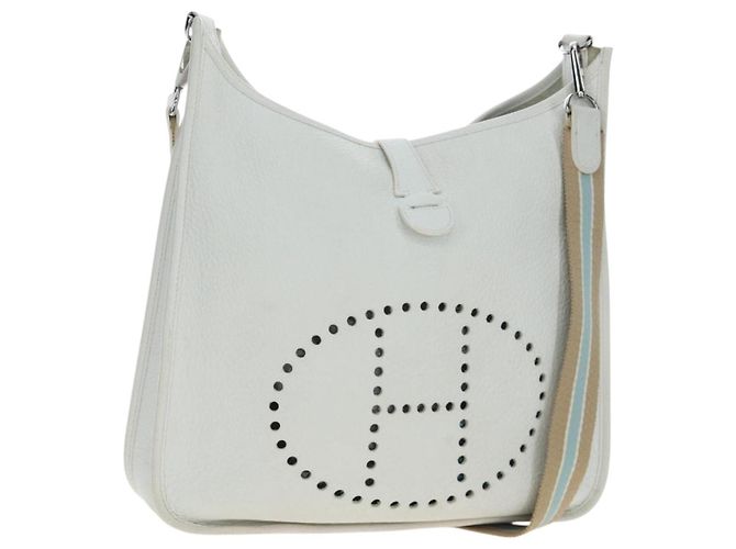 Hermès HERMES Evelyn 1GM Shoulder Bag Leather White Silver