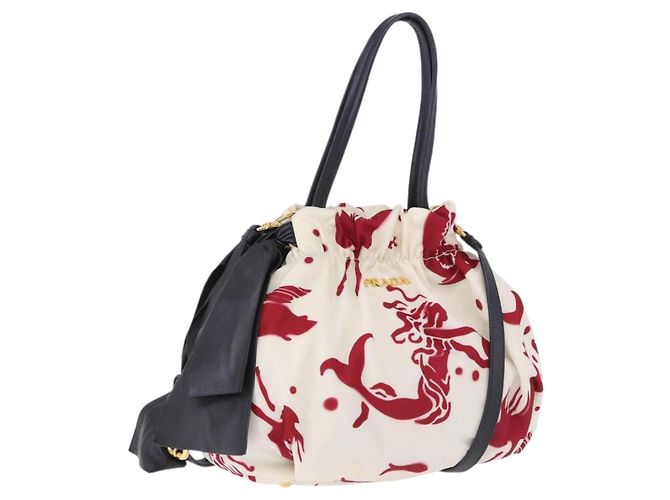 PRADA Bolsa de Ombro Nylon 2way White Gold