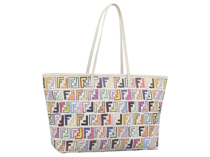 FENDI Zucca Canvas Tote Bag PVC Multicolor Gold