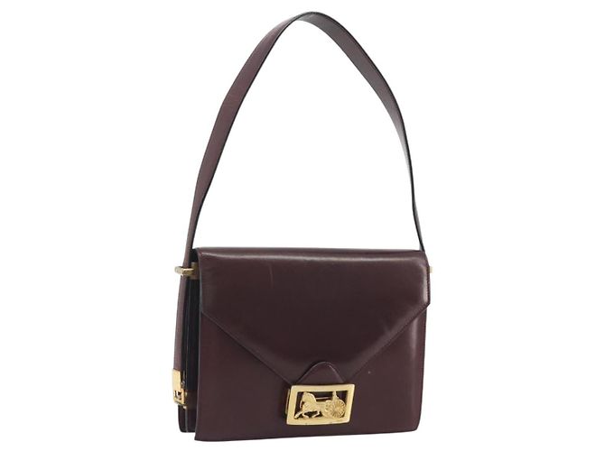 Céline CELINE Shoulder Bag Leather Bordeaux Gold