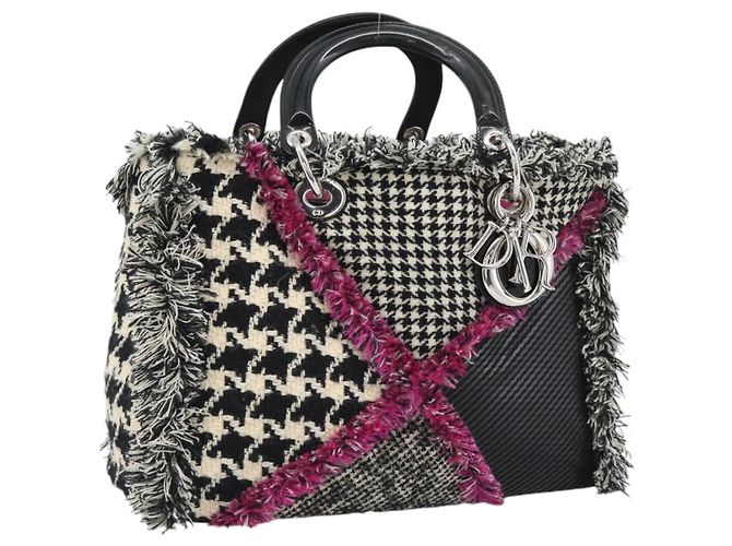 Christian Dior Diorissimo Hand Bag Canvas Black White
