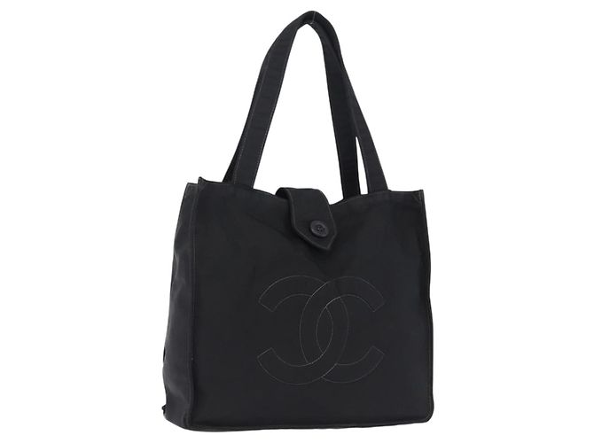 CHANEL Tote Bag Nylon Black Gold CC