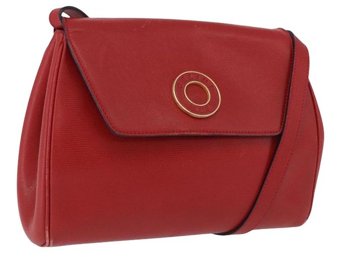 Céline CELINE Bolsa de ombro em couro vermelho e dourado