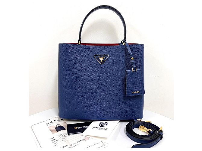 Prada Borsa a secchiello Saffiano Panier Borsa a tracolla Blu