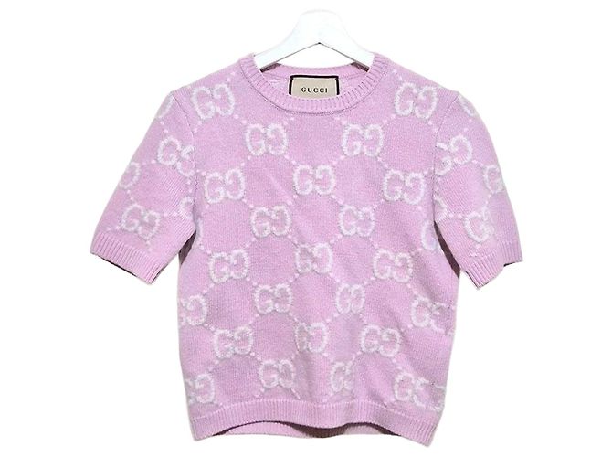 Gucci Wollstrick mit kurzen Ärmeln Pink