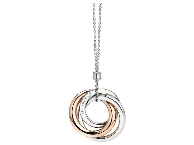 Tiffany & Co Colar com pingente de três círculos entrelaçados Tiffany Rubedo Prata
