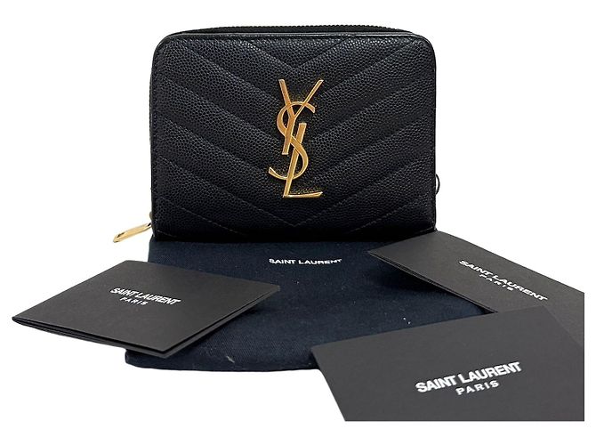 Autre Marque Monogram Compact Zipper Wallet Black