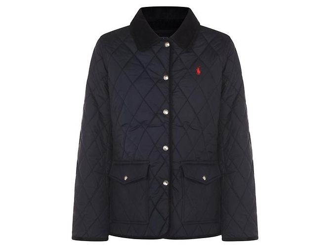 Ralph Lauren Pony Embroidered Logo Diamond Quilted Jacket Navy Blue