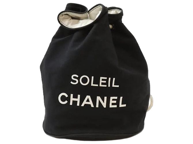 Chanel Novelty Drawstring Bucket Backpack Black Canvas