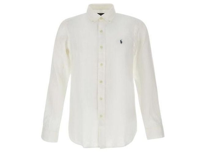 Ralph Lauren Leinenhemd Custom Fit White Weiß