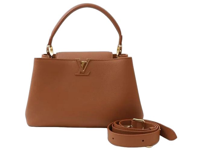 Louis Vuitton Borsa Tote e a Tracolla Capucines MM Soft Cognac Marrone