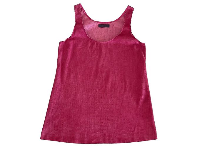 Stouls Canotta Framboise in Pelle Velluto Microperforata Rosa