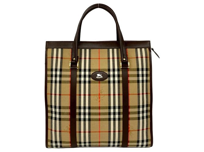 Saco Tote Burberry Nova Check Shadow Marrom Bege