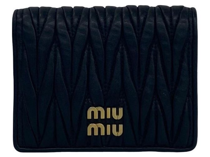 Miu Miu Black Leather Bi-fold Mini Wallet