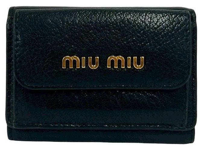 Miu Miu Black Leather Tri-Fold Wallet