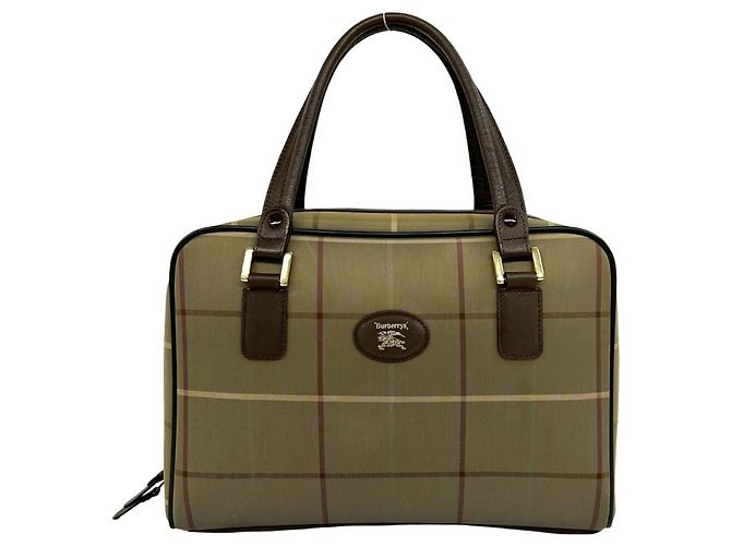 Bolsa de mão Burberrys Shadow Horse Nova Check em lona e couro