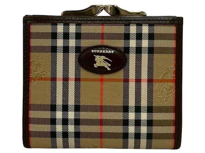 Cartera bi-fold Burberry Shadow Horse Logo Nova Check Castaño Beige