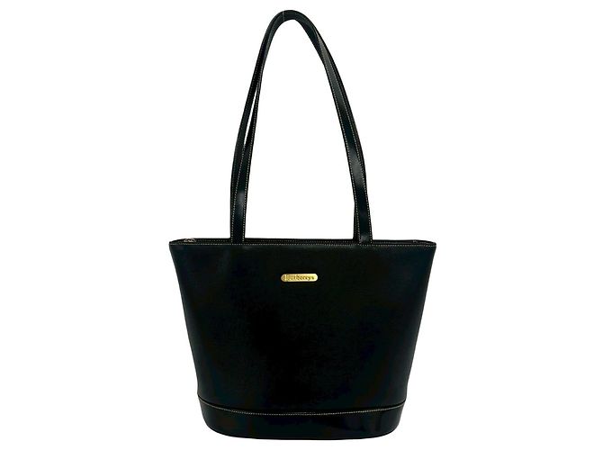 Burberry Nova Check Ledertote Schwarz