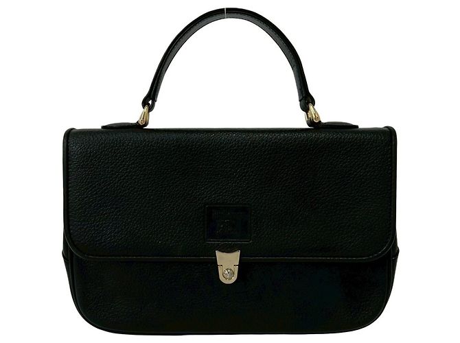 Burberry Vintage Nova Check Pattern Lederhandtasche Schwarz