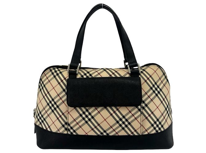 Burberry Nova Check Handtasche Schwarz Beige