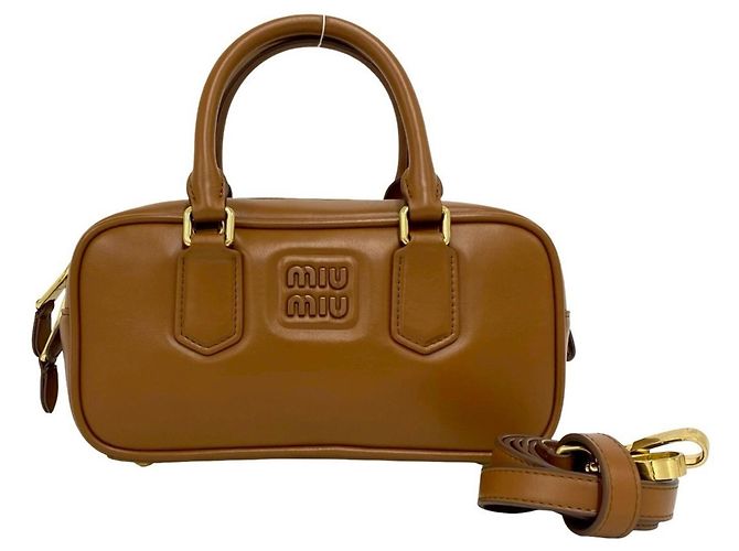 Miu Miu Miu Arcadi Logo Lederhandtasche Braun
