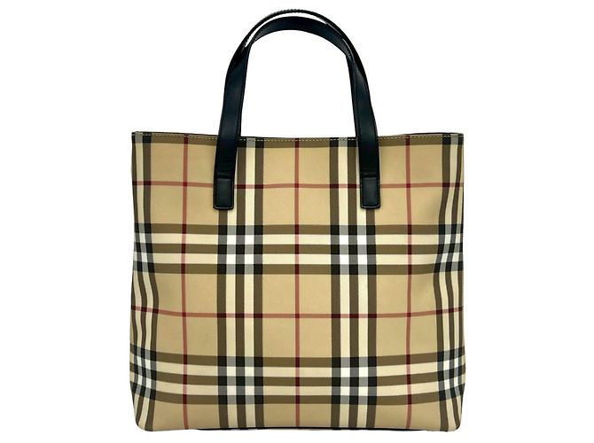 Sac à main Mini Tote Burberry Nova Check Pattern Noir Beige
