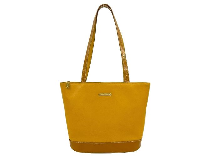 Burberry Vintage Logo Hardware Nova Check Ledertote Gelb