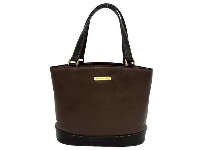 Mini mala tote em couro Burberry Nova Check Marrom Preto