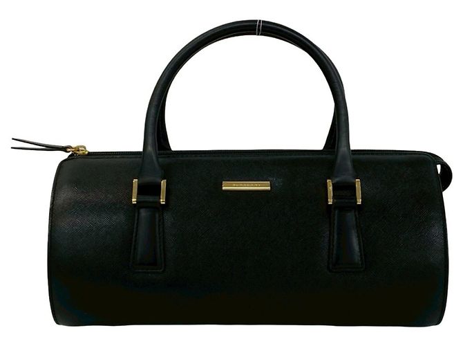 Mini borsa Boston Burberry in pelle nera Nero
