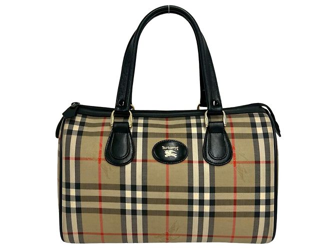 Borsa Burberry Nova Check Shadow Horse Nero Beige